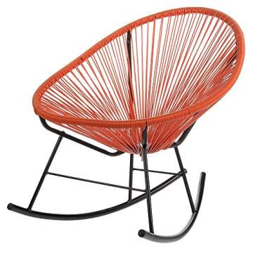 Joseph Allen Home Mid-Century Modern Acapulco Rocking Chair, Set of 2 Papasan Rockers, Orange