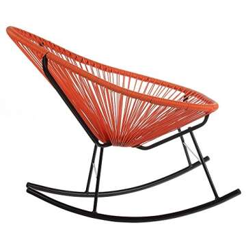 Joseph Allen Home Mid-Century Modern Acapulco Rocking Chair, Set of 2 Papasan Rockers, Orange