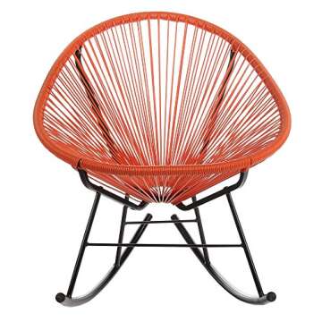 Joseph Allen Home Mid-Century Modern Acapulco Rocking Chair, Set of 2 Papasan Rockers, Orange