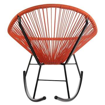 Joseph Allen Home Mid-Century Modern Acapulco Rocking Chair, Set of 2 Papasan Rockers, Orange