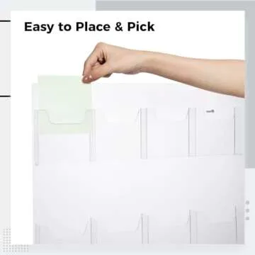 18 Pockets Acrylic Brochure Pamphlet Holder Wall Mount, 4 inches Pocket Brochure Display Stand, Pamphlet Display Stand Wall Mount, Clear Plastic Trifold Flyer Rack Literature Holder