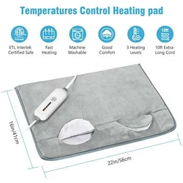Electric Heated Foot Warmer Soft Flannel Foot Heater with 2h Auto Off & 3 Heat Levels Full Body Use Heating Pad for Feet, Abdomen, Cramps, Pain Relief Pocket Design 16" x 22" Grey