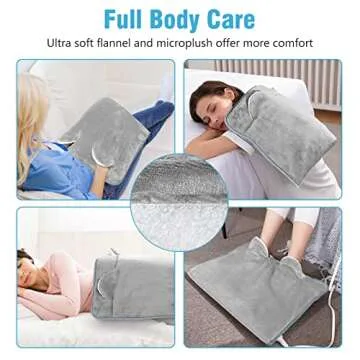 Electric Heated Foot Warmer Soft Flannel Foot Heater with 2h Auto Off & 3 Heat Levels Full Body Use Heating Pad for Feet, Abdomen, Cramps, Pain Relief Pocket Design 16" x 22" Grey