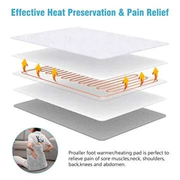 Electric Heated Foot Warmer Soft Flannel Foot Heater with 2h Auto Off & 3 Heat Levels Full Body Use Heating Pad for Feet, Abdomen, Cramps, Pain Relief Pocket Design 16" x 22" Grey
