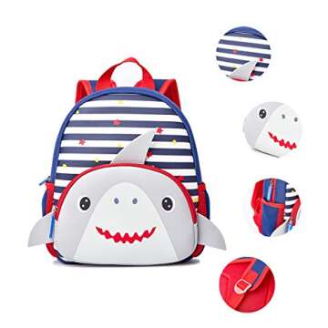 KK CRAFTS Preschool Backpack Toddler Neoprene Animal Schoolbag Lunch backpack for Kids Boys Girls(Grey Shark)