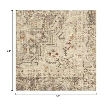 RUGGABLE Sarrah Washable Rug - Perfect Vintage Area Rug for Living Room Bedroom Kitchen - Pet & Child Friendly - Stain & Water Resistant - Hazel 2'x3' (Standard Pad)