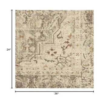 RUGGABLE Sarrah Washable Rug - Perfect Vintage Area Rug for Living Room Bedroom Kitchen - Pet & Child Friendly - Stain & Water Resistant - Hazel 2'x3' (Standard Pad)