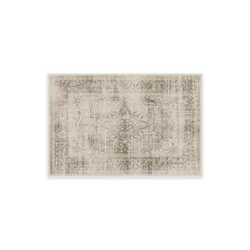 RUGGABLE Sarrah Washable Rug - Perfect Vintage Area Rug for Living Room Bedroom Kitchen - Pet & Child Friendly - Stain & Water Resistant - Hazel 2'x3' (Standard Pad)