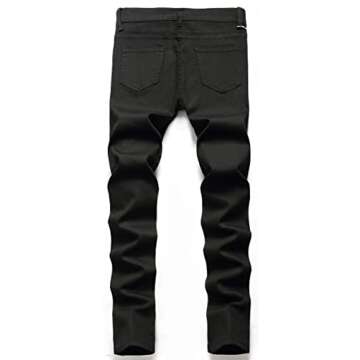 Boys' Stretch Straight Fit Denim Cotton Skinny Distressed Jeans Fashion Pants for Kids Age 10 Black