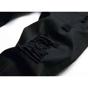 Boys' Stretch Straight Fit Denim Cotton Skinny Distressed Jeans Fashion Pants for Kids Age 10 Black