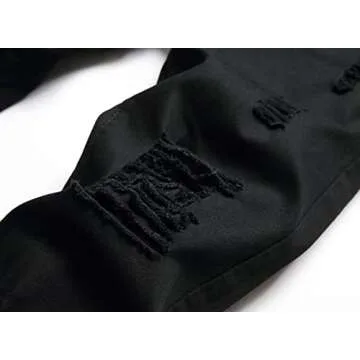 Boys' Stretch Straight Fit Denim Cotton Skinny Distressed Jeans Fashion Pants for Kids Age 10 Black