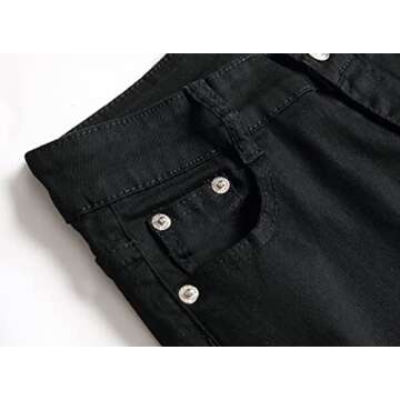 Boys' Stretch Straight Fit Denim Cotton Skinny Distressed Jeans Fashion Pants for Kids Age 10 Black