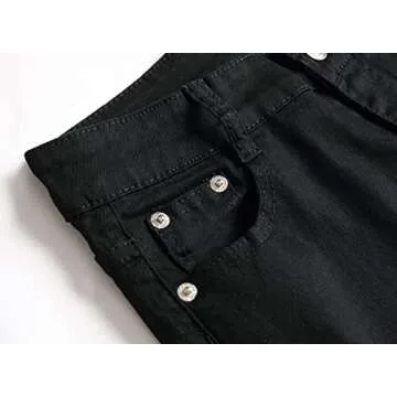 Boys' Stretch Straight Fit Denim Cotton Skinny Distressed Jeans Fashion Pants for Kids Age 10 Black