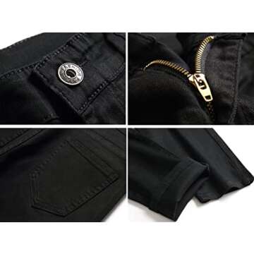 Boys' Stretch Straight Fit Denim Cotton Skinny Distressed Jeans Fashion Pants for Kids Age 10 Black