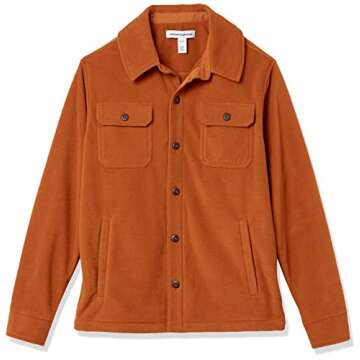 Amazon Essentials Men's Long-Sleeve Polar Fleece Shirt Jacket, Nutmeg, Medium