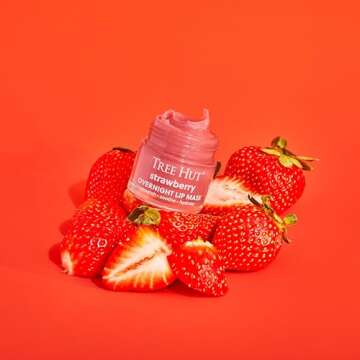Tree Hut Strawberry Overnight Lip Mask | Leave on Overnight & Wake up to Soft, Hydrated Lips | Elevate your Self Care Routine | .6 oz.