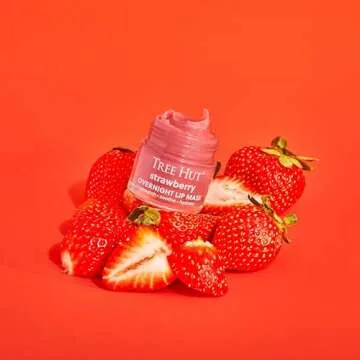 Tree Hut Strawberry Overnight Lip Mask | Leave on Overnight & Wake up to Soft, Hydrated Lips | Elevate your Self Care Routine | .6 oz.