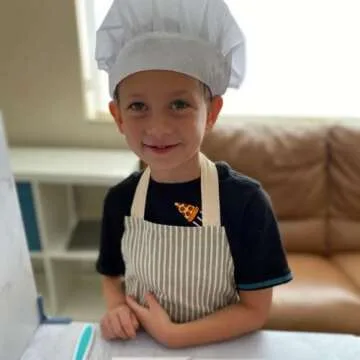 TOVLA JR. Kids Apron Set with Pocket & Hat for Cooking