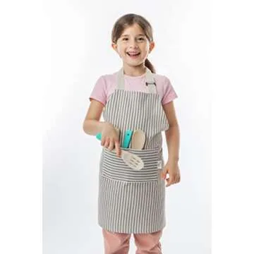 TOVLA JR. Kids Apron Set with Pocket & Hat for Cooking