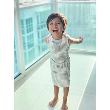 TOVLA JR. Kids Apron Set with Pocket & Hat for Cooking