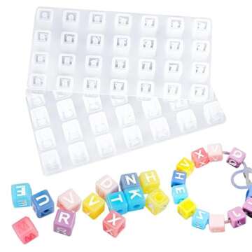 DIYBravo 2 PCS Cube Dice Resin Mold Letter Silicone Epoxy Molds Gem Jewelry Casting with Hole for Ge...