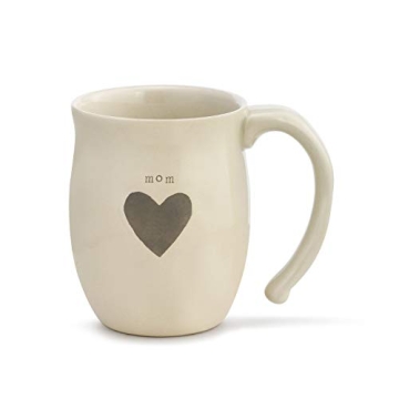 DEMDACO Mom Heart Cream Inspirational 16 ounce Ceramic Stoneware Coffee Mug