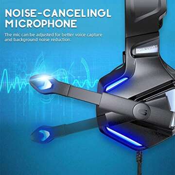 VersionTECH. Gaming Headset for PS5/ PS4/ Xbox One/PC, Noise Canceling Over-Ear Headphones with Mic, LED Lights & Volume Console for Xbox 1 S/X, Playstation 5/4/Slim/Pro, Switch, Computer -Blue