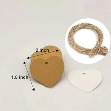 100 Pcs Kraft Paper Gift Tags with String, Blank Price Tags Gift Bag Hang Tags for Labeling Crafts Wedding Christmas Halloween（White）