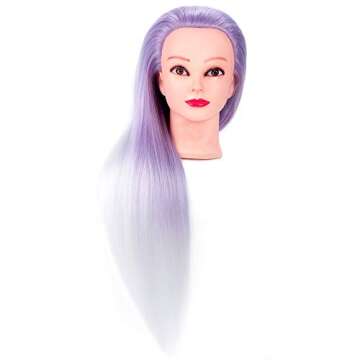HAIREALM 26" Mannequin Head Hair Styling Training Head Manikin Cosmetology Doll Head Synthetic Fiber Hair SQ2CH3P