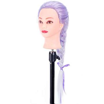 HAIREALM 26" Mannequin Head Hair Styling Training Head Manikin Cosmetology Doll Head Synthetic Fiber Hair SQ2CH3P