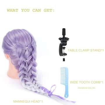 HAIREALM 26" Mannequin Head Hair Styling Training Head Manikin Cosmetology Doll Head Synthetic Fiber Hair SQ2CH3P