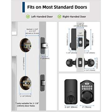 TEEHO TE001K Keyless Entry Door Lock with Handle - Electronic Keypad Deadbolt with Door Knob - Deadbolt Smart Lock for Front Door - Auto Lock - Easy Installation - Matte Black