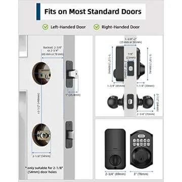 TEEHO TE001K Keyless Entry Door Lock with Handle - Electronic Keypad Deadbolt with Door Knob - Deadbolt Smart Lock for Front Door - Auto Lock - Easy Installation - Matte Black