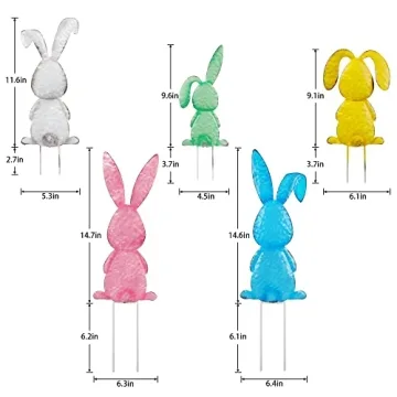 Joliyoou Vibrant Metal Easter Bunny Stakes for Gardens