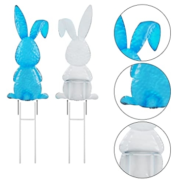 Joliyoou Vibrant Metal Easter Bunny Stakes for Gardens