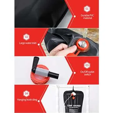 DkOvn Solar Shower Bag - 5 Gallon Camping Shower (2 Pack)