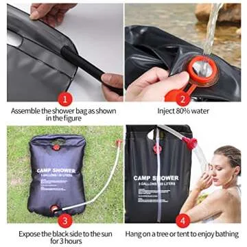 DkOvn Solar Shower Bag - 5 Gallon Camping Shower (2 Pack)