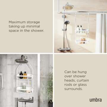 Umbra Flex Hanging Shower Caddy - Stylish & Rust-proof Organizer