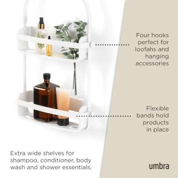 Umbra Flex Hanging Shower Caddy - Stylish & Rust-proof Organizer