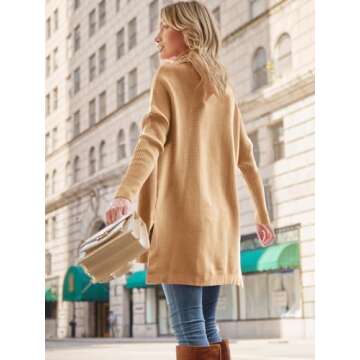 LILLUSORY Oversized Turtleneck Pullover Sweaters Womens 2024 Long Tunic Sweater Winter Trendy Casual Poncho Cowl Neck Cute Tops Dress Fall Fashion Clothes Outfits Clothing Khaki