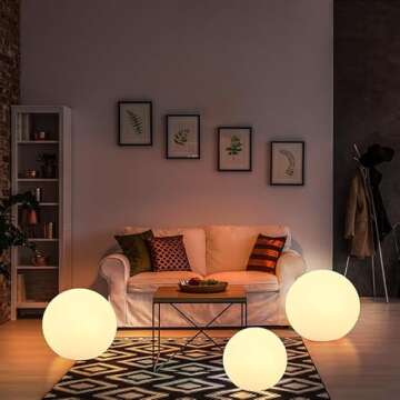 Globe Floor Lamp, 14-inch LED Ball Light with Remote,16 RGB Color Changing Dimmable Rechargeable Nur...