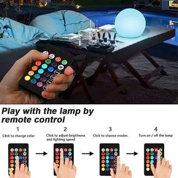 Globe Floor Lamp, 14-inch LED Ball Light with Remote,16 RGB Color Changing Dimmable Rechargeable Nursery Night Light, Waterproof Globe Lamp for Indoor Outdoor Lighting Decor Glowing Orb Light