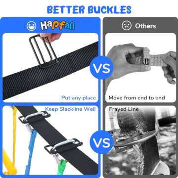 Hapfan 65 ft Ninja Warrior Obstacle Course for Kids with Swing, Ninja Rope Course with 11 Obstacles for Backyard Outside, Tree Slackline Jungle Gym Outdoor