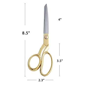 Stainless Steel Scissors Professional Heavy Duty Tailor Fabric Scissors Sharp Craft Scissors Tailor Scissors Clothing Scissors for Office and Home (Gold)