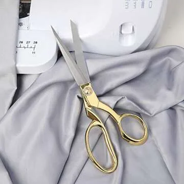 Stainless Steel Scissors Professional Heavy Duty Tailor Fabric Scissors Sharp Craft Scissors Tailor Scissors Clothing Scissors for Office and Home (Gold)