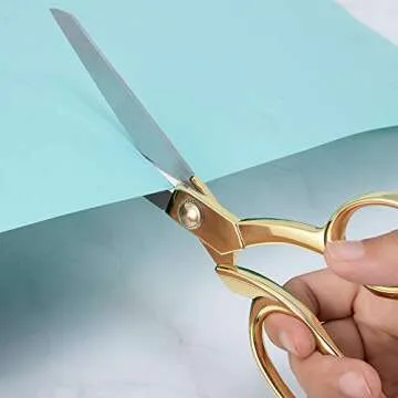 Stainless Steel Scissors Professional Heavy Duty Tailor Fabric Scissors Sharp Craft Scissors Tailor Scissors Clothing Scissors for Office and Home (Gold)