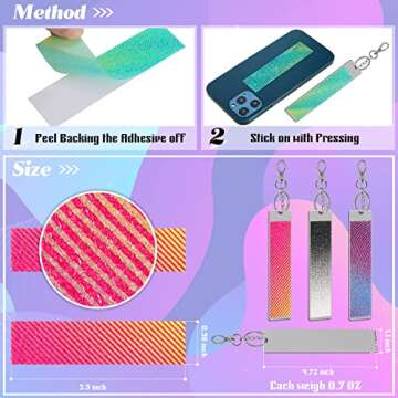 Gersoniel 42 Pcs Anxiety Sensory Stickers Kit Includes 36 Fidget Textured Strips, 6 Keychain Textured Strips Tactile Rough Calm Stickers Anti Stress Textured Strips for Tension(Gradient Style)