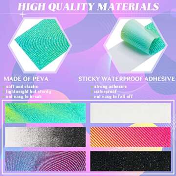 Gersoniel 42 Pcs Anxiety Sensory Stickers Kit Includes 36 Fidget Textured Strips, 6 Keychain Textured Strips Tactile Rough Calm Stickers Anti Stress Textured Strips for Tension(Gradient Style)