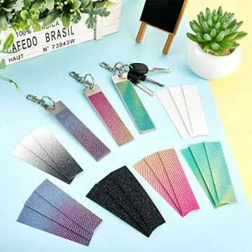 Gersoniel 42 Pcs Anxiety Sensory Stickers Kit Includes 36 Fidget Textured Strips, 6 Keychain Textured Strips Tactile Rough Calm Stickers Anti Stress Textured Strips for Tension(Gradient Style)