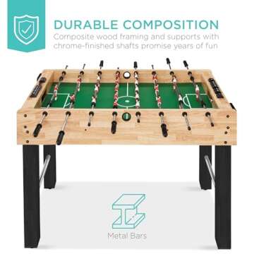 Best Choice Products 48in Competition Sized Foosball Table, Arcade Table Soccer for Home, Game Room, Arcade w/ 2 Balls, 2 Cup Holders - Natural